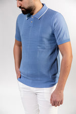 Effen gebreid poloshirt met korte mouwen