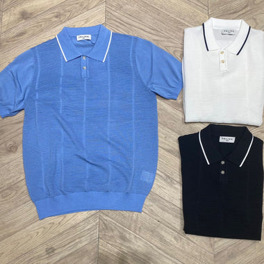 Effen gebreid poloshirt met korte mouwen